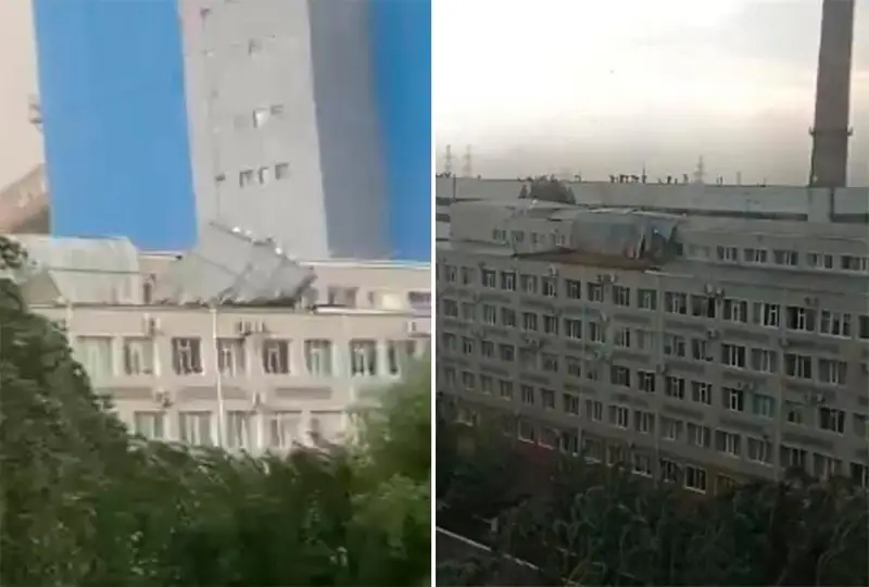 Порывы ветра сорвали часть кровли корпуса ГРЭС-2 Экибастуза