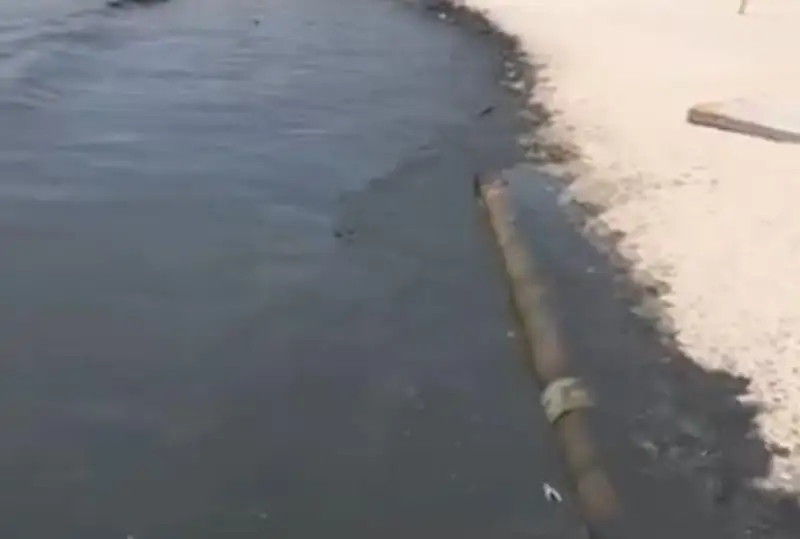 كاسپي تەڭىزىنىڭ اقتاۋداعى جاعالاۋىنىڭ ءبىر بولىگى قارا تۇسكە بويالدى