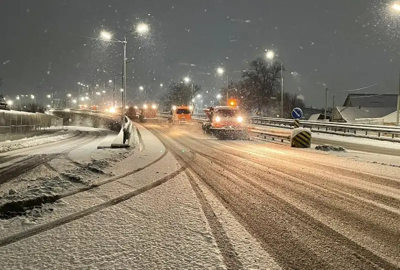 Алматы за ночь завалило снегом
