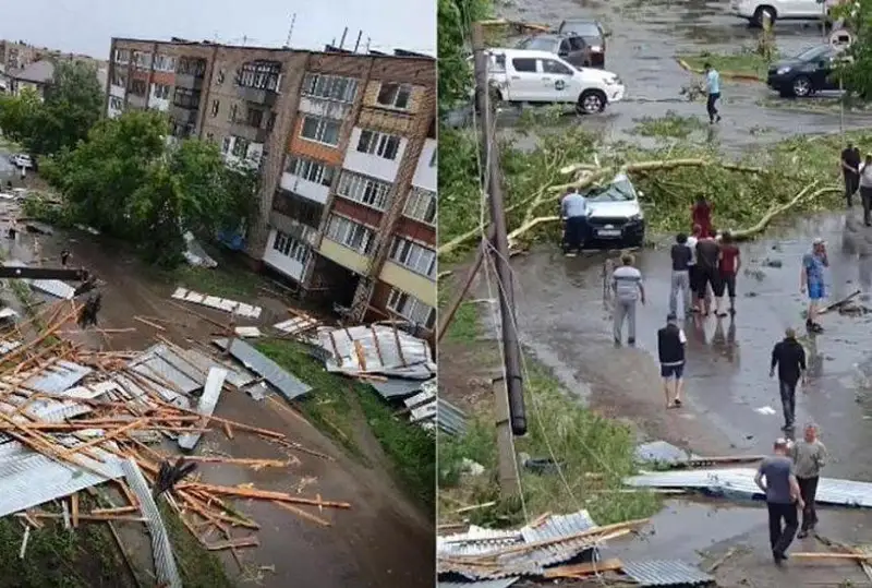 Ураганом сорвало крышу жилого дома в Щучинске