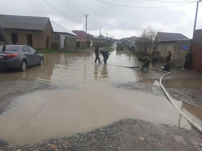 Шымкентте нөсер жауыннан үйлердің аулалары мен көшелерді су басты