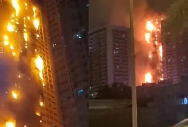 Пожар охватил высотный дом в ОАЭ за считанные минуты
