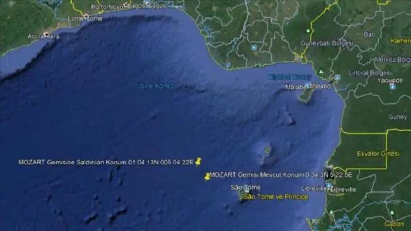 Гвинея кўрфазида турк кемасига қароқчилар ҳужумга қилиб 15 денгизчини ҳибсга олди