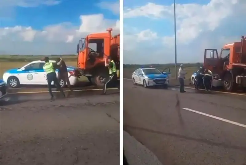 Водитель КамАЗа пытался скрыться и устроил драку с полицейскими в столице