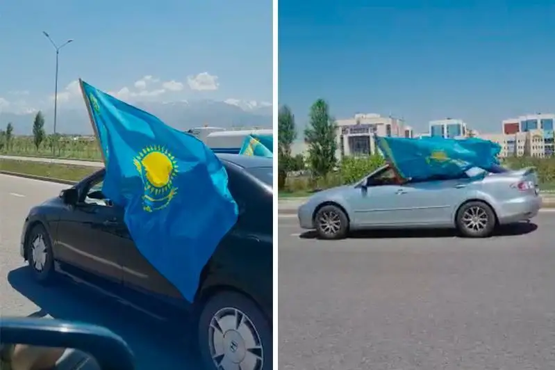 Алматида Давлат рамзлари кунига бағишланган автопарад бўлиб ўтди
