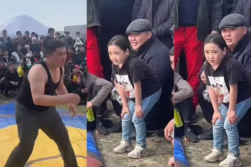 كۇرەسىپ جاتقان اكەسى ءۇشىن جانۇشىرا ايعايلاعان قىز قازنەتتى ءتانتى ەتتى - ۆيدەو