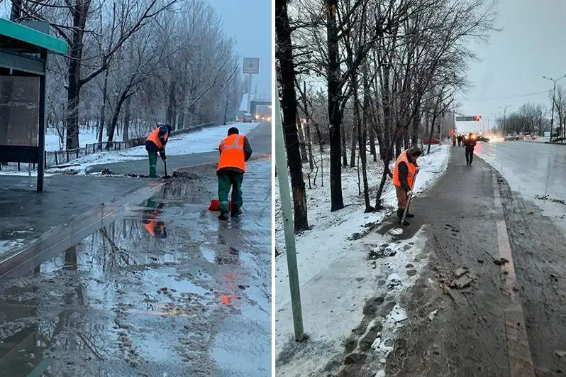 Алматида яхвонликка қарши 2000 тоннадан ортиқ қум сепилди
