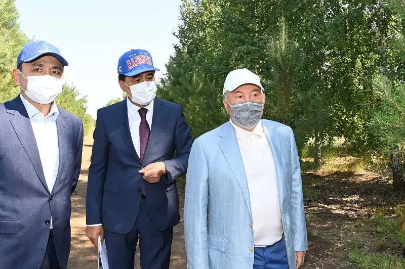 纳扎尔巴耶夫视察访问首都郊区绿化带