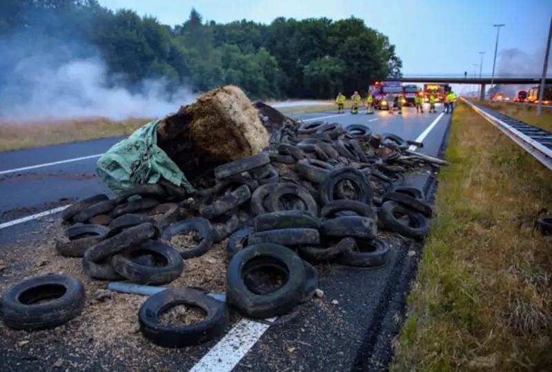Нидерландияда фермерлар норозилик сифатида магистрални тўсиб қўйишди
