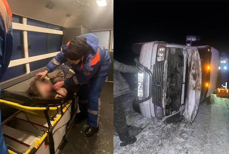 ۇلىتاۋ وبلىسىندا 19 جولاۋشى مىنگەن اۆتوبۋس اۋدارىلدى