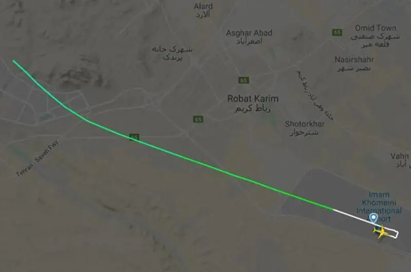 Теҳрон жанубида Украинанинг 180 йўловчиси бор самолети ҳалокатга учради