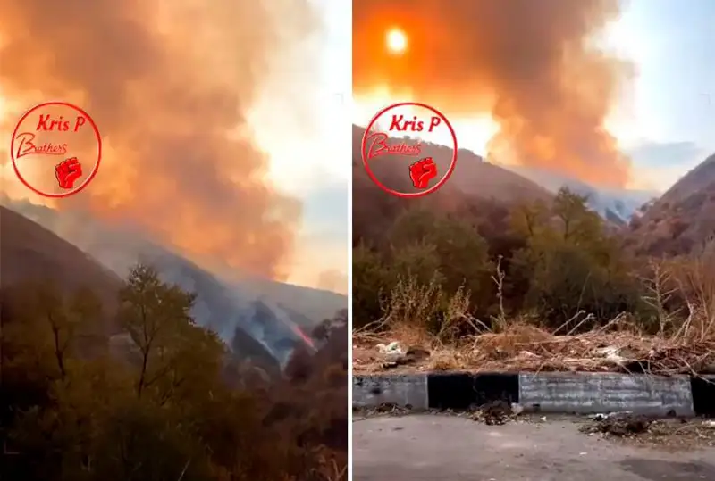 Пожар произошел в горах близ Алматы