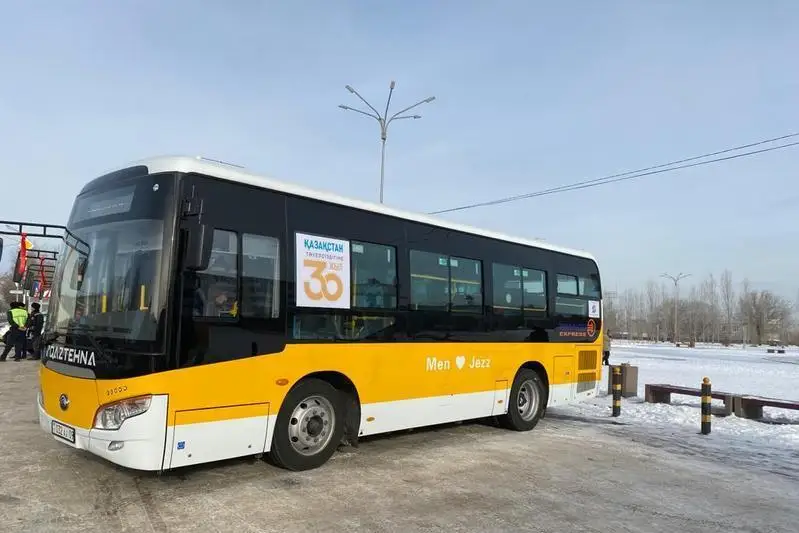 Жезқазғанда Қозоғистонда  йиғилган янги автобуслар йўлга қўйилди