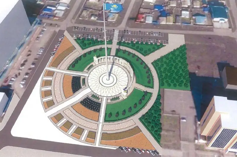 阿特劳市新建国旗台预计今夏交付使用
