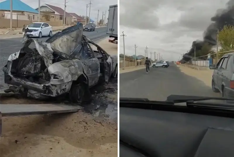 Автомобиль взорвался в Бейнеу