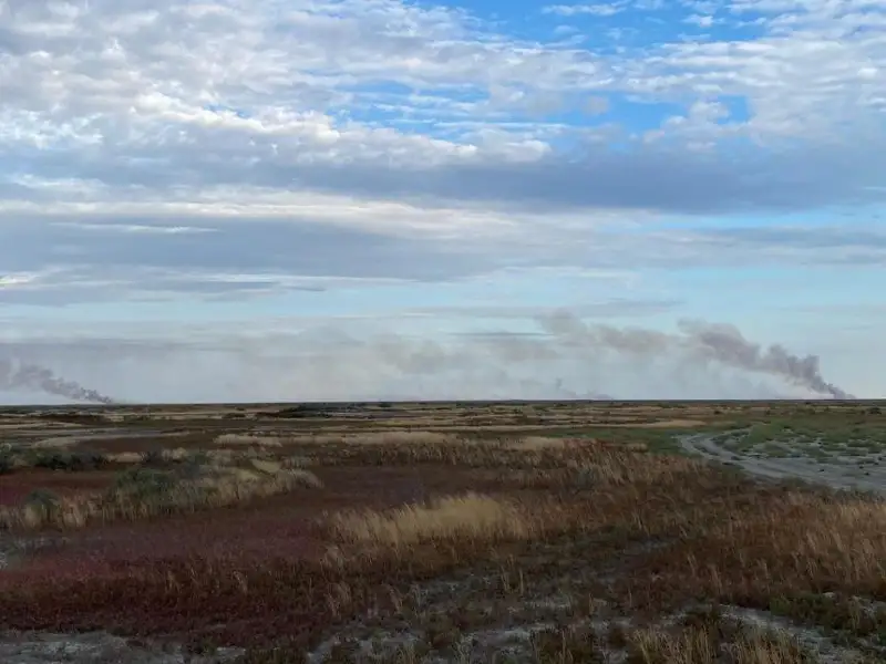 Площадь пожара увеличилась на побережье Каспия