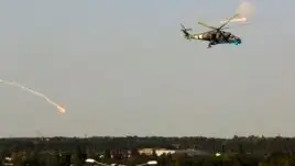 Украинаның Ми-24 тікұшағы. Донецк, 26 мамыр 2014 жыл.