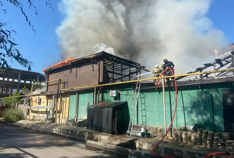 Двухэтажное кафе загорелось в Алматы