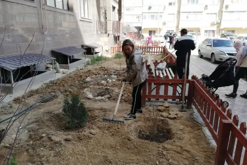 ОСИ и управляющие компании озеленяют придомовые территории в Актау