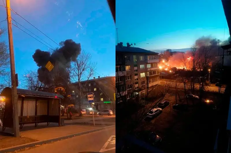 Военный самолет упал на двухэтажный дом в Иркутске