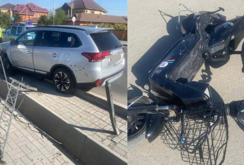 Atyraýda elektrosamokat aıdaǵan 11 jastaǵy balany kólik qaǵyp ketti