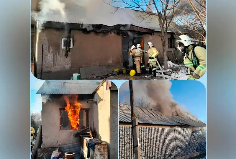 Shymkent mańyndaǵy saıajaıda jeke úı janyp ketti