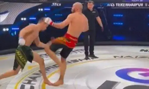 Победой казахского файтера завершился главный бой турнира по MMA в Алматы