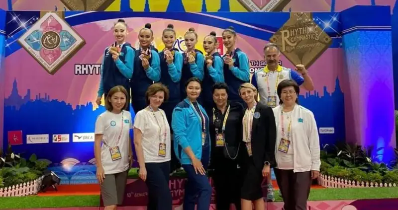 Казахстанские гимнастки в групповых упражнениях завоевали «золото» ЧА в Таиланде