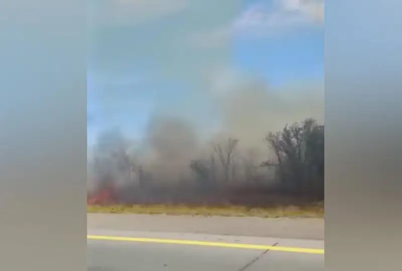 Пожар произошел вдоль трассы Алматы - Усть-Каменогорск