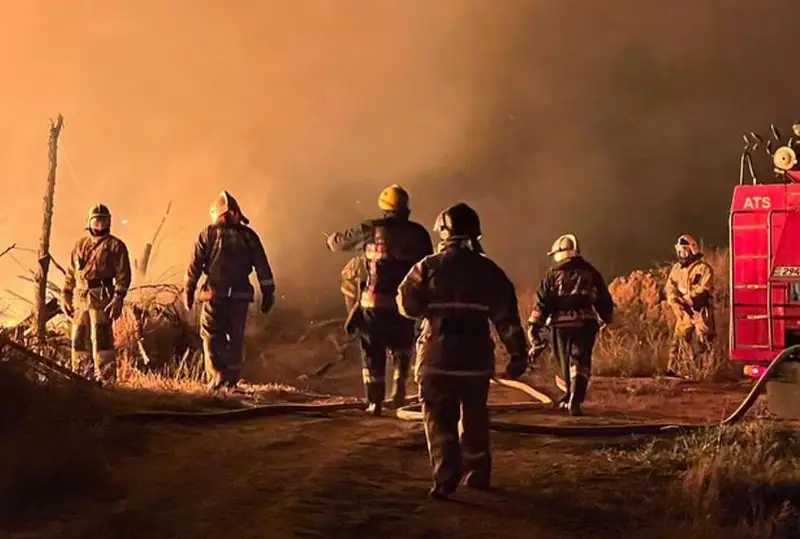 Более 40 пожарных тушили огонь в частном доме в Караганде