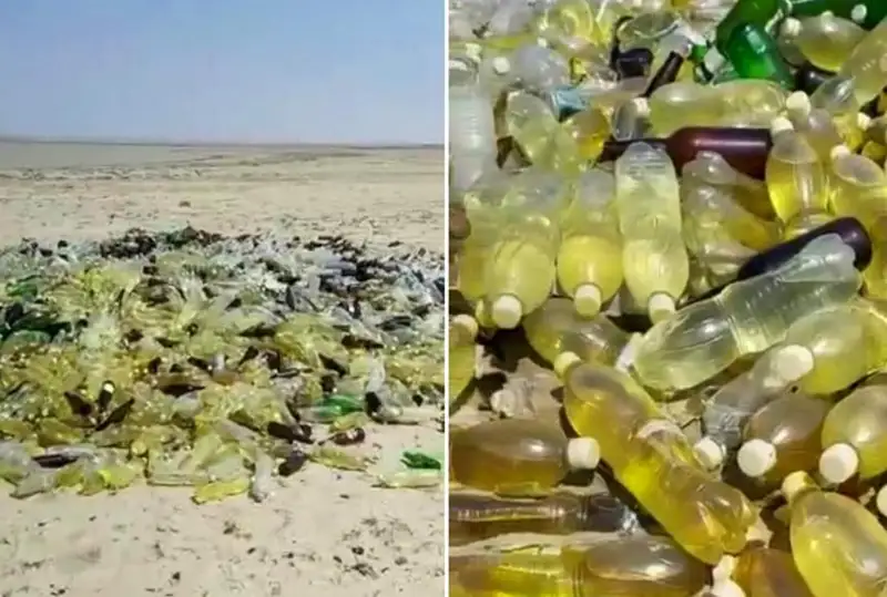 Множество бутылок с неизвестной жидкостью обнаружили в пригороде Актау