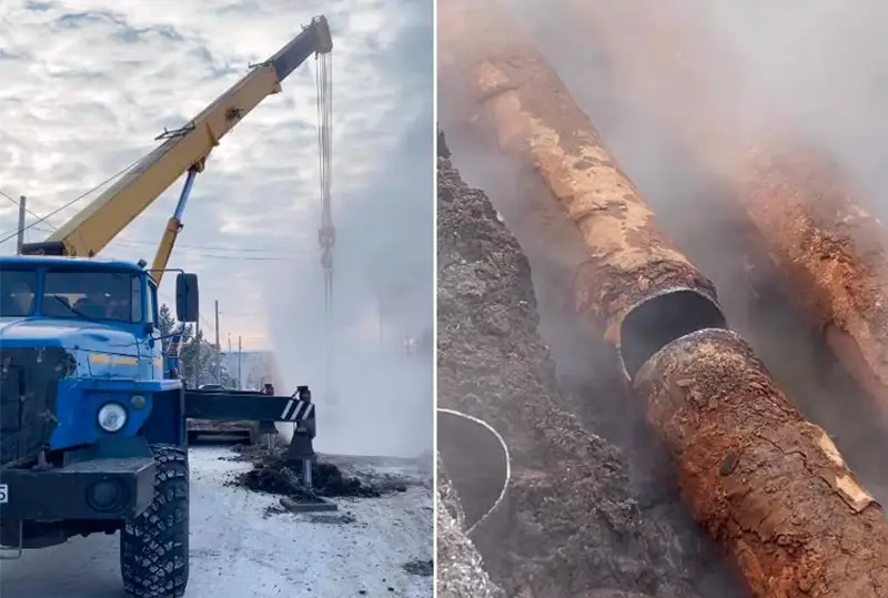 Повреждение на тепломагистрали устраняют в Петропавловске