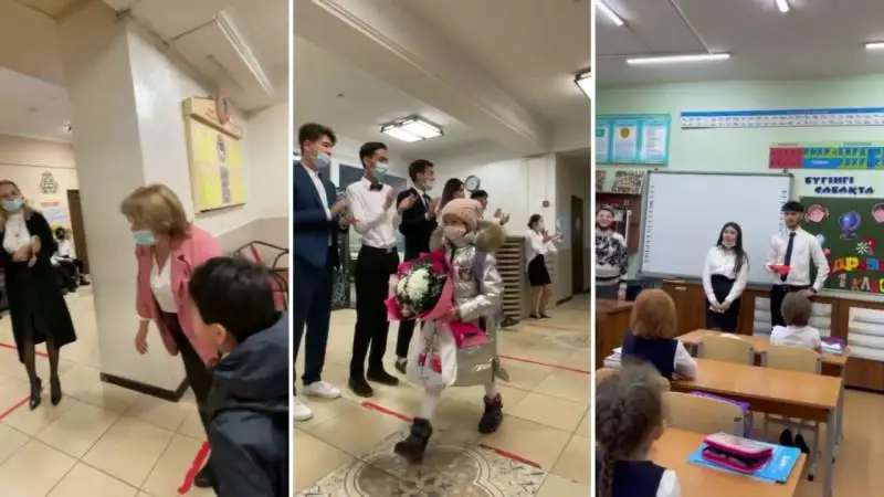ناۋرىزدا العاش رەت مەكتەپ تابالدىرىعىن اتتاعان 1-سىنىپ وقۋشىلارىنىڭ ۆيدەوسى جاريالاندى