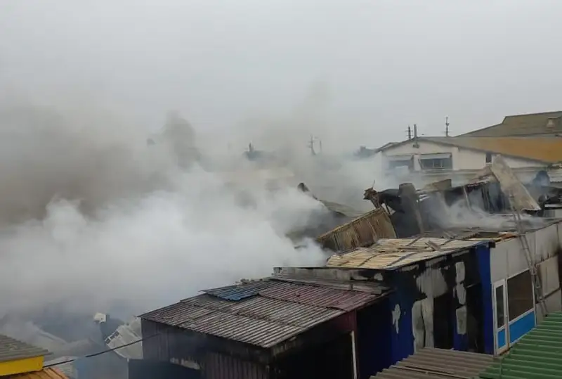 Рынок горел в Атырауской области