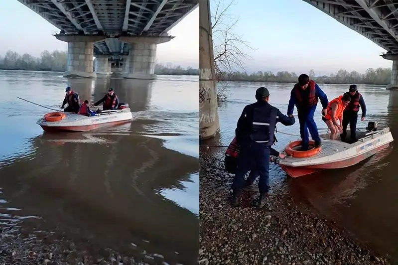 Четверо мужчин остались отрезанными от берега в Усть-Каменогорске