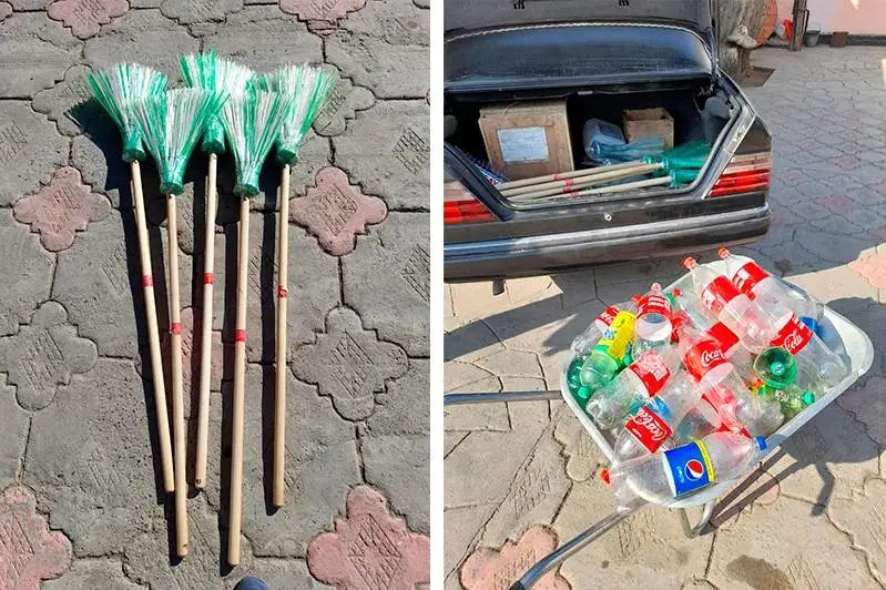 Almatylyq kásipker plastıkalyq bótelkelerden turmystyq zattar jasaıdy