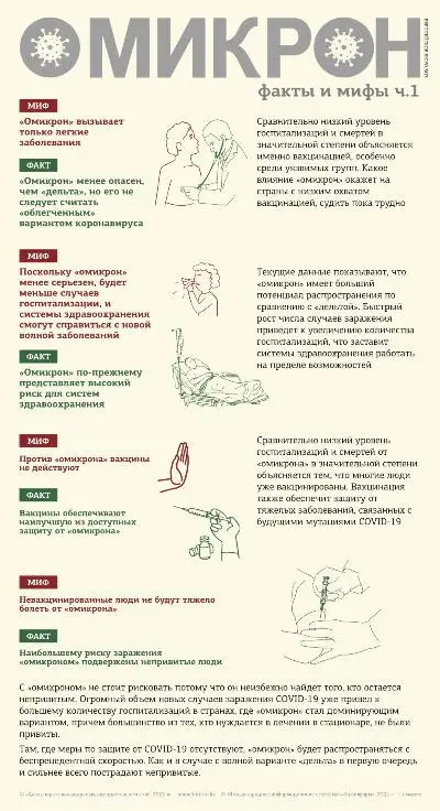 Омикрон. Факты и мифы. Инфографика 1