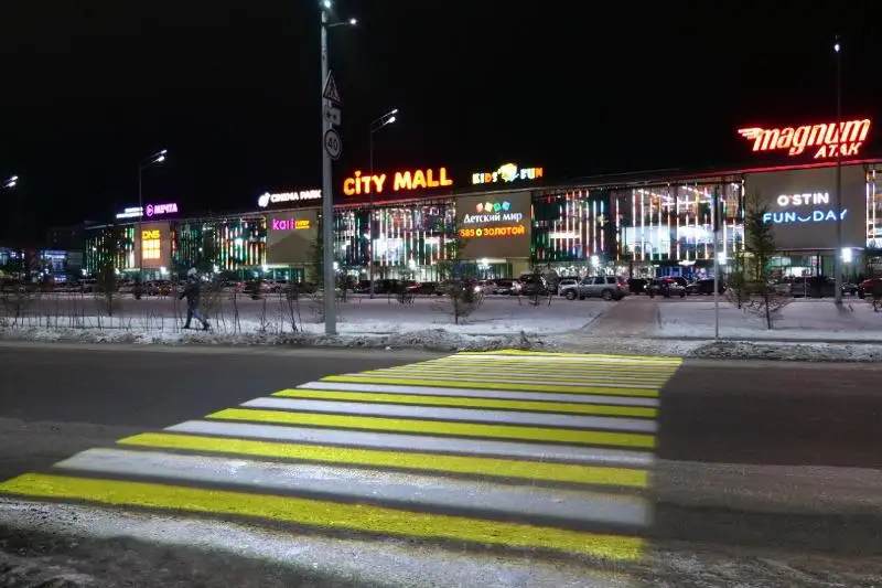 Проекционный пешеходный переход тестируют в Петропавловске