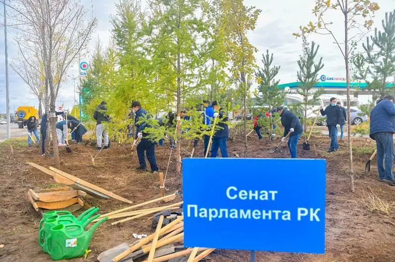 Сенаторы приняли участие в городском субботнике в Нур-Султане