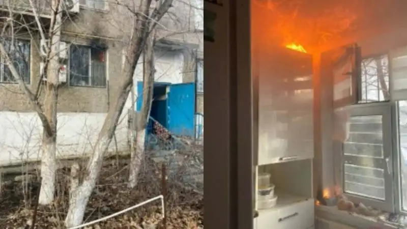 Спавшего мужчину спасли из горящей квартиры полицейские в Атырау