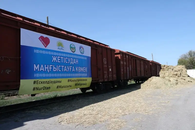 82 тонны сена отправили жители Ескельдинского района в Мангистаускую область.