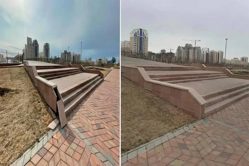 В Нур-Султане ремонтируют тротуары, плитки и опоры освещения