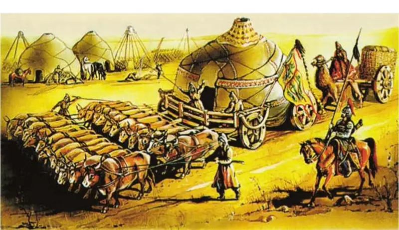 م. ماعاۋيننىڭ «شىڭعىس حان» شىعارماسىنان ۇزىندىلەر. كوشپەندىلەر بولمىسى. نانىم، ءدىن