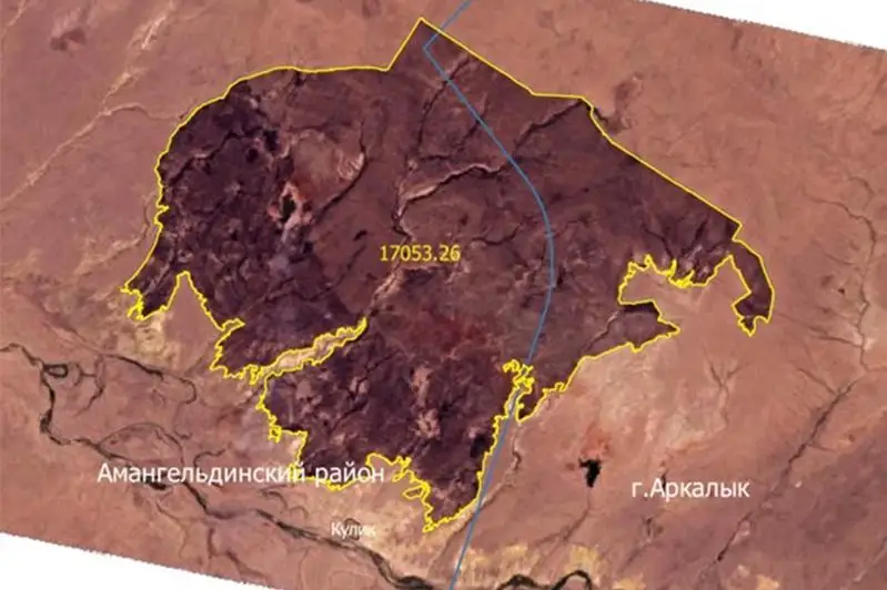 Казахстанские спутники ДЗЗ зафиксировали площадь степного пожара в Костанайской области