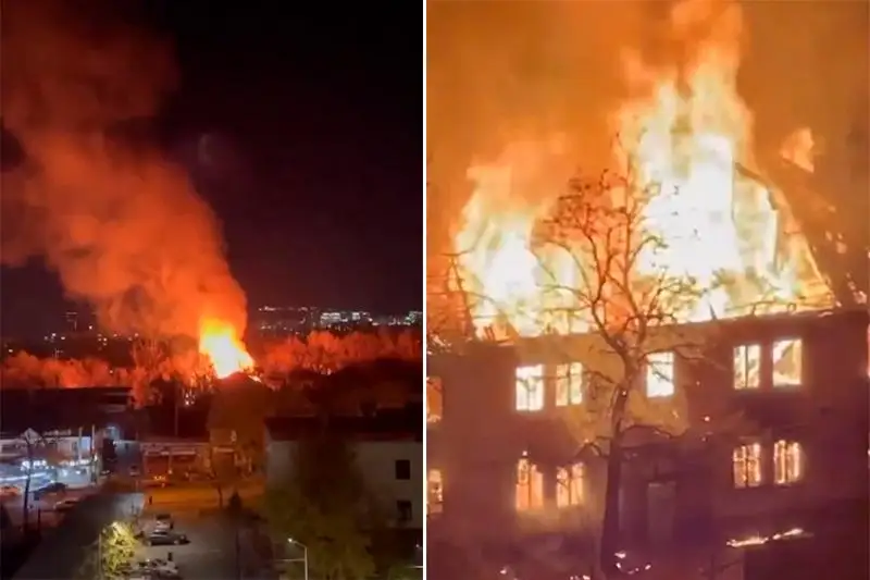 Крупный пожар сняли на видео в Алматы