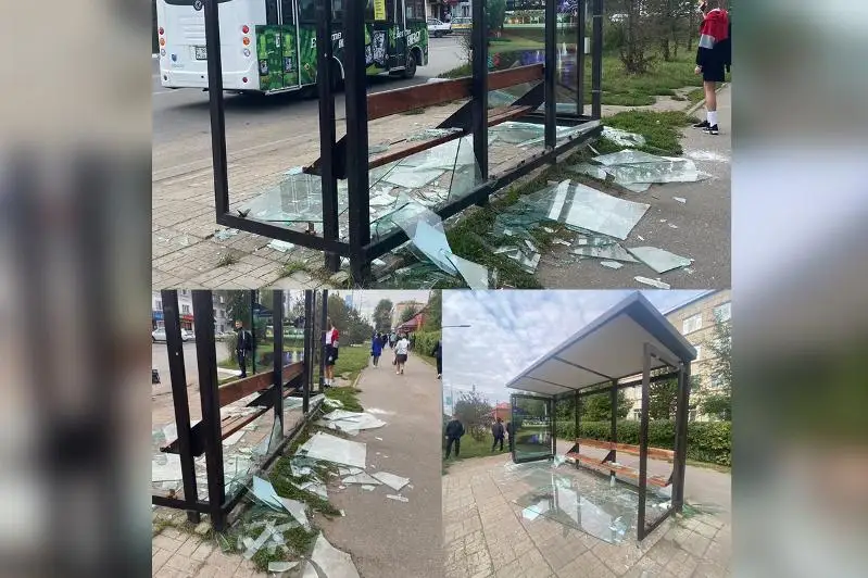 Выплеснула эмоции: нетрезвая девушка разбила остановку в Петропавловске