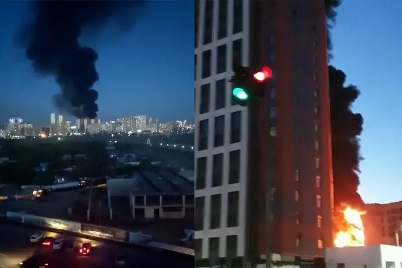 Строящийся жилой комплекс горел в Нур-Султане