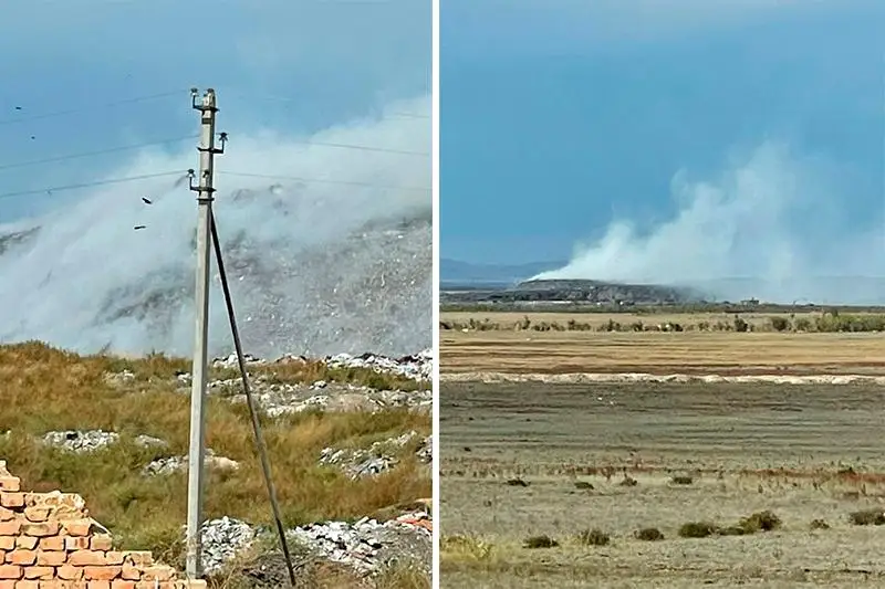 Жители Семея задыхаются от дыма горящего полигона мусора