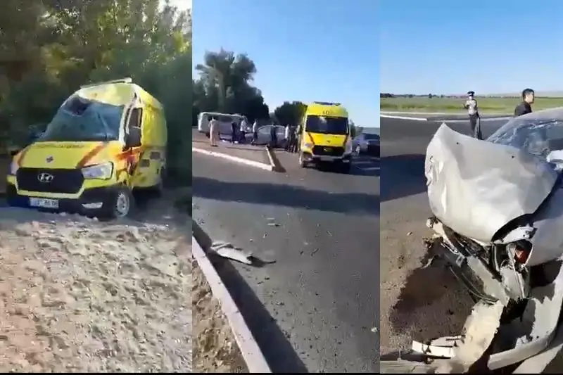 Машина скорой помощи попала в ДТП на трассе Жамбылской области