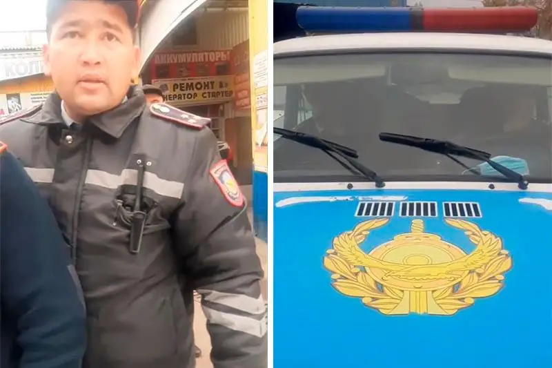 Конфликт с полицейскими сняли на видео в Алматы: страж порядка уволен